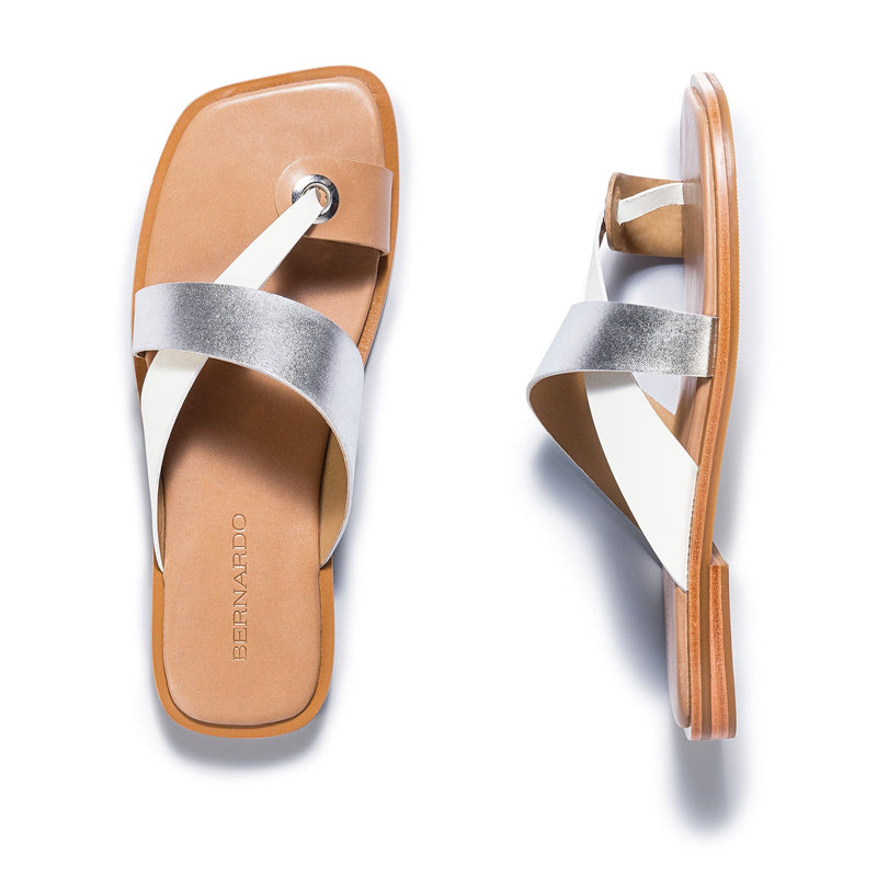 Bernardo Amelia Cross Strap Sandali Scorrevoli Donna Argento Bianche | PJJ9984GX