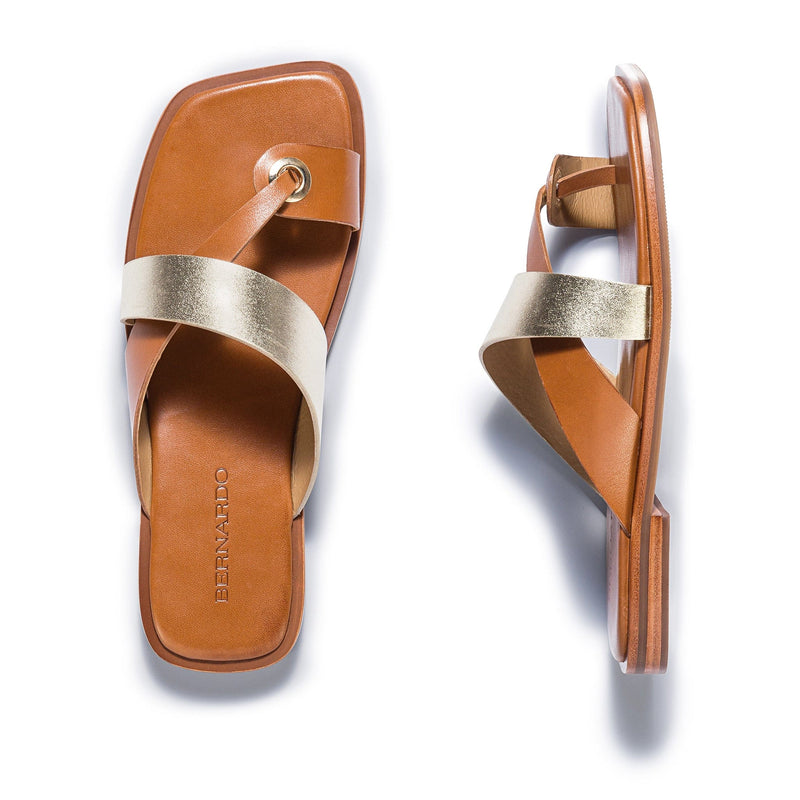 Bernardo Amelia Cross Strap Sandali Scorrevoli Donna Oro Marroni | JIA9859WV