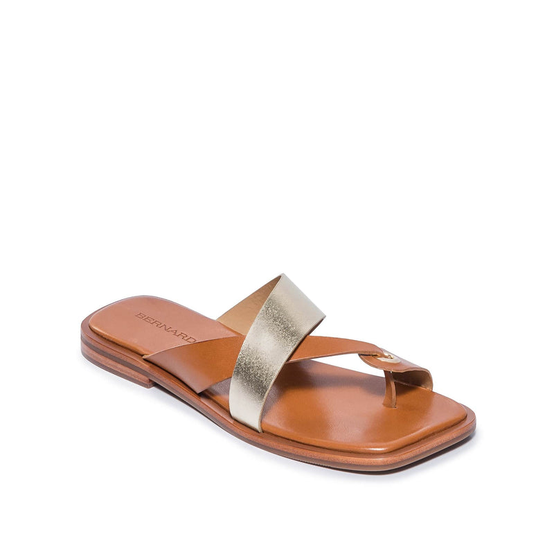 Bernardo Amelia Cross Strap Sandali Scorrevoli Donna Oro Marroni | JIA9859WV