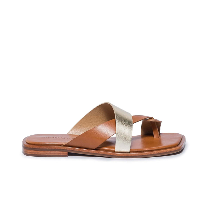 Bernardo Amelia Cross Strap Sandali Scorrevoli Donna Oro Marroni | JIA9859WV