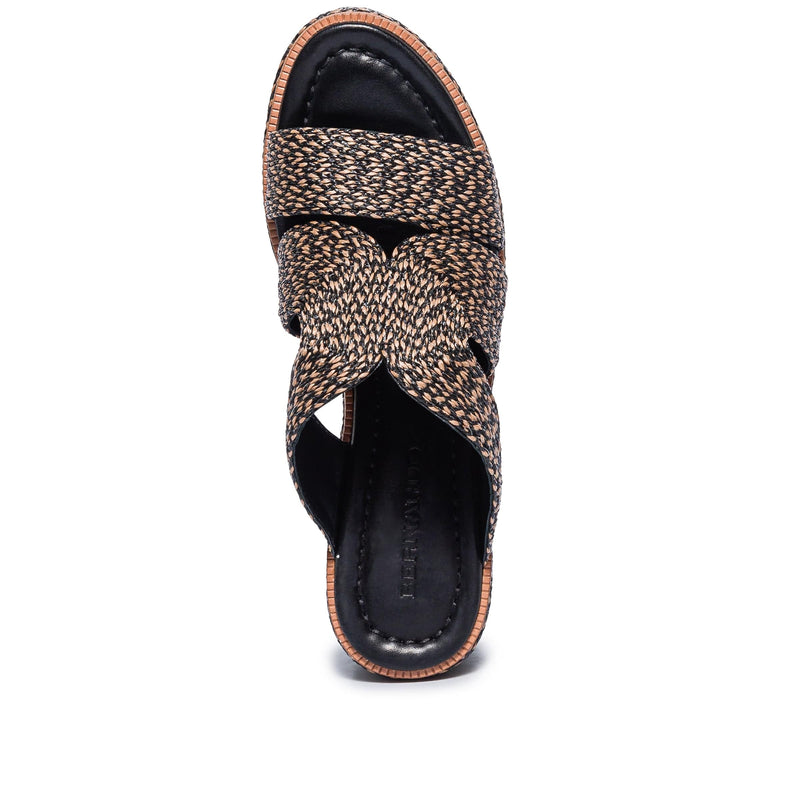 Bernardo Kaian Raffia Sandali Zeppa Donna Nere Marroni | GOU5273NO