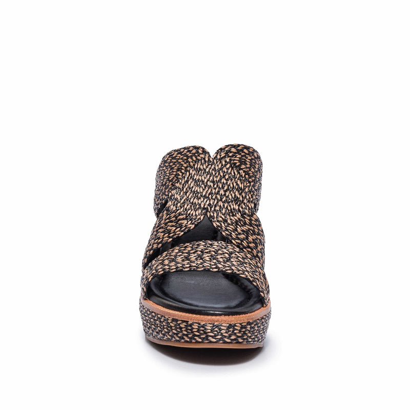 Bernardo Kaian Raffia Sandali Zeppa Donna Nere Marroni | GOU5273NO