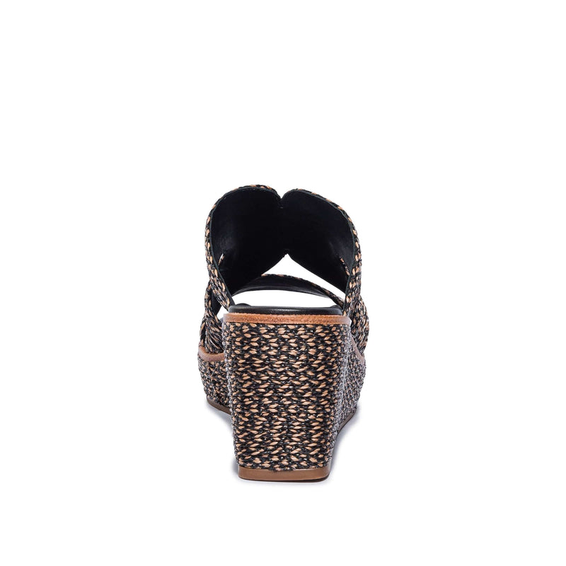 Bernardo Kaian Raffia Sandali Zeppa Donna Nere Marroni | GOU5273NO