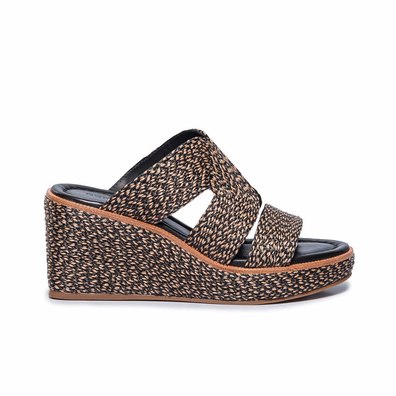 Bernardo Kaian Raffia Sandali Zeppa Donna Nere Marroni | GOU5273NO