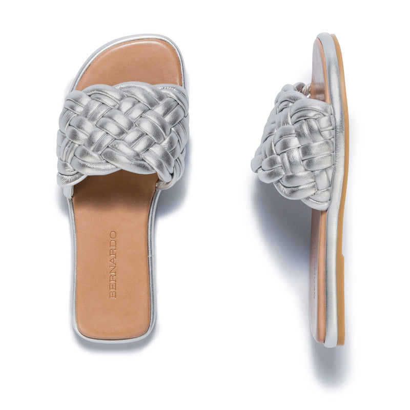 Bernardo Troy Woven Sandali Scorrevoli Donna Argento | MMU3284ZI